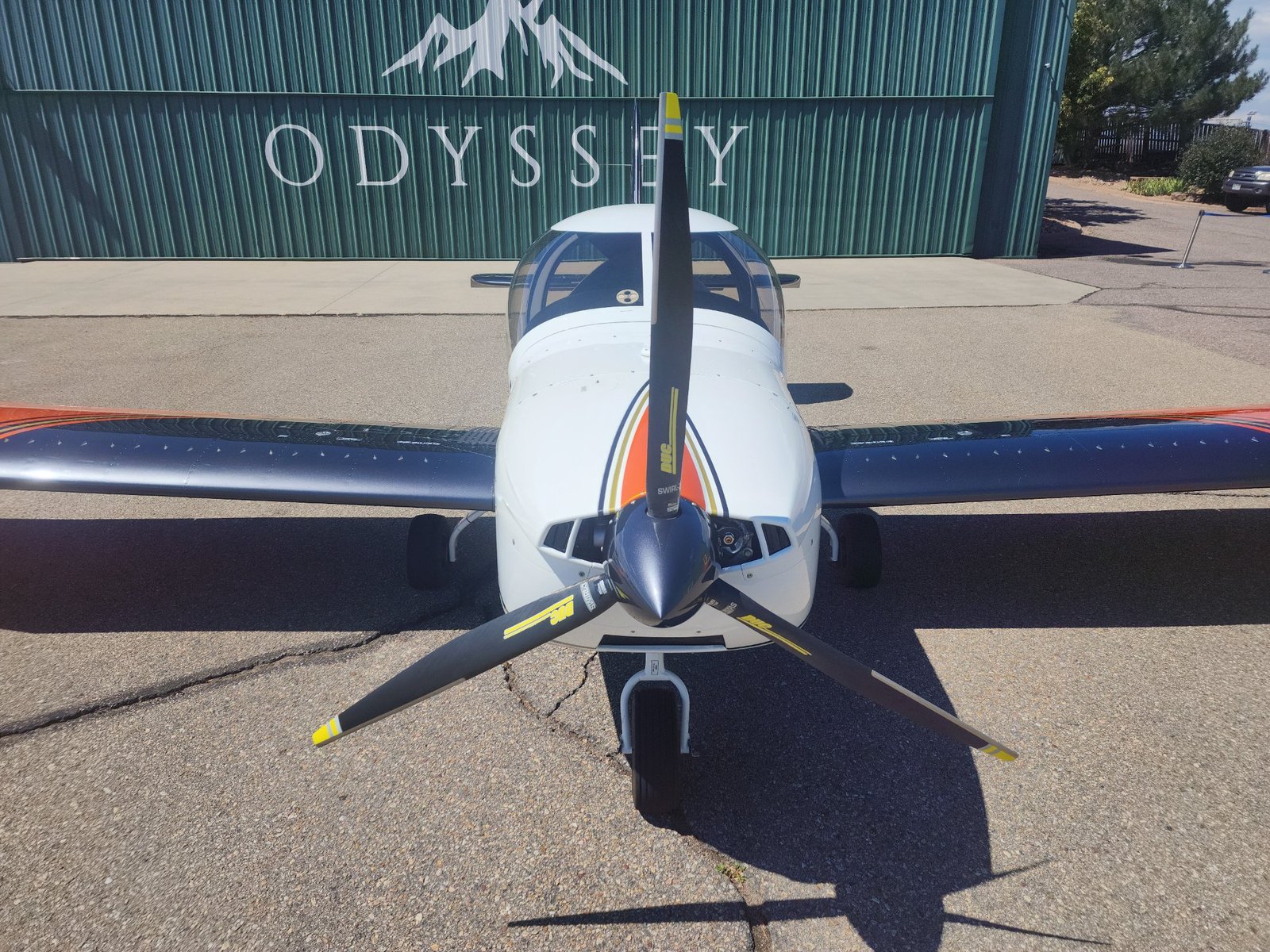 2024 Evektor Harmony LSA N945TB – head-on DUC prop Odyssey hangar